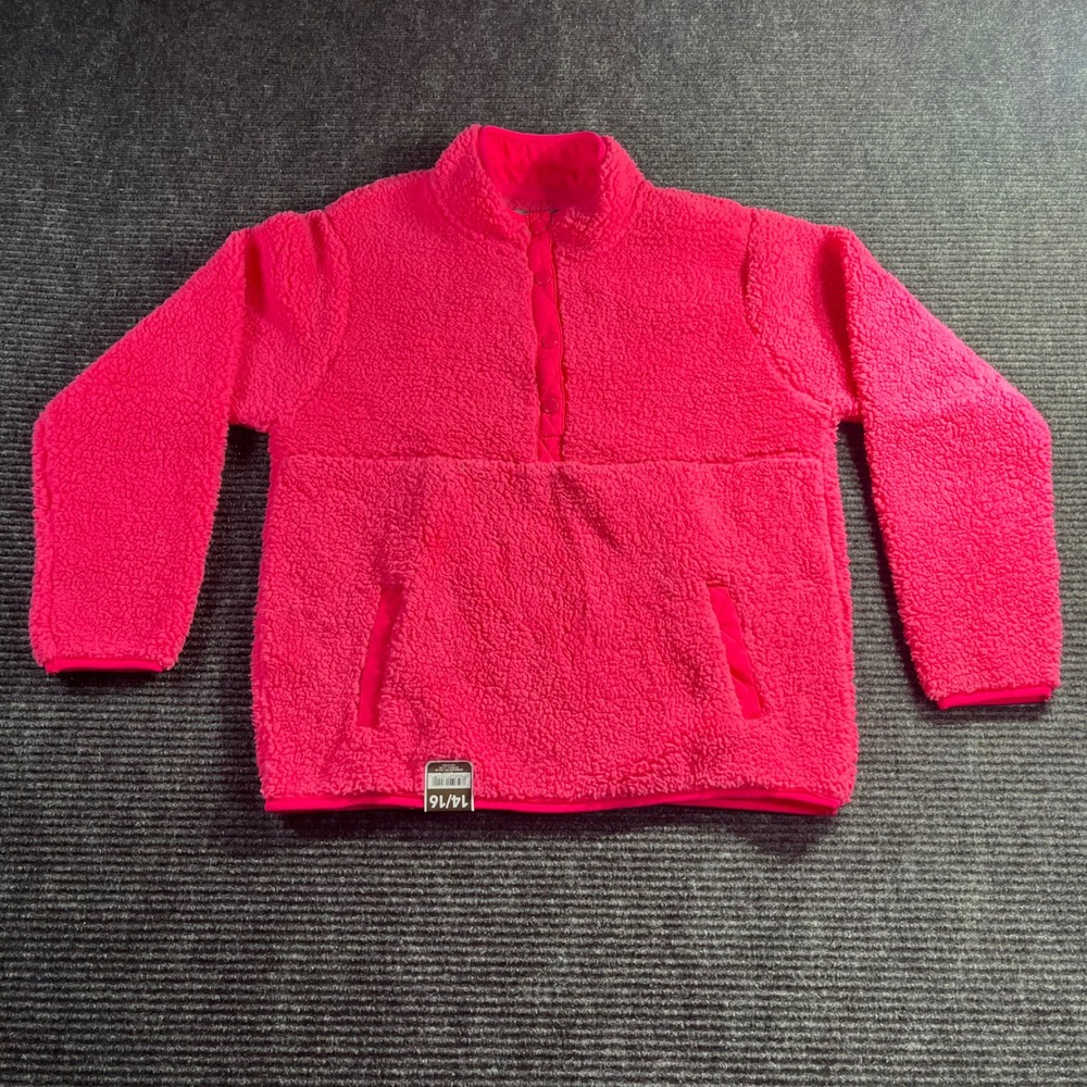 Cuddly Sherpa‎ Pullover Girls Youth Button Up Fleece Pink Top Size 14/16